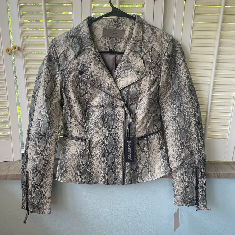 Blank NYC Faux Snake Skin Motor Jacket Grey White Women’s XS - Picture 2 of 12
